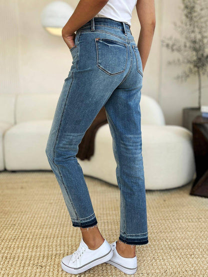 Judy Blue Tam Boy Orta Bel Sert Magic Release Hem Jeans