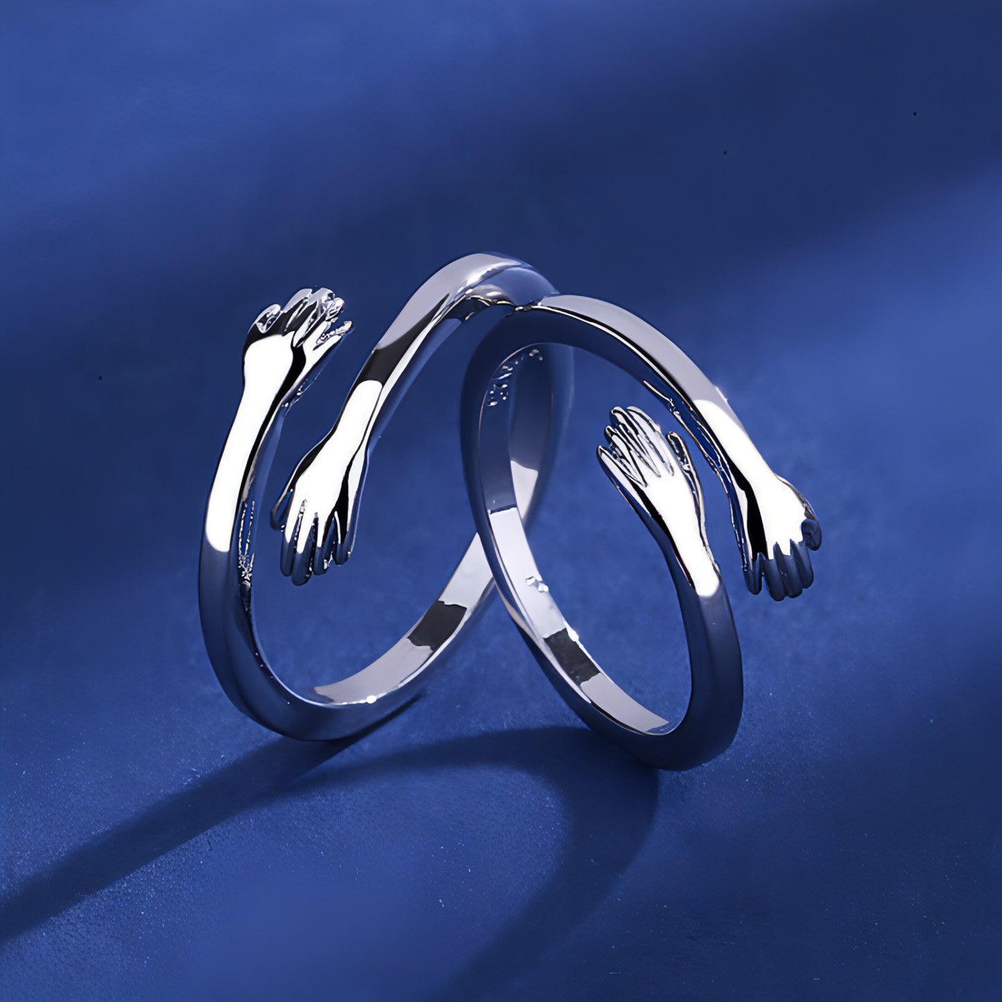 925 Sterling Silver Hug Ring – Adjustable Couple Jewelry