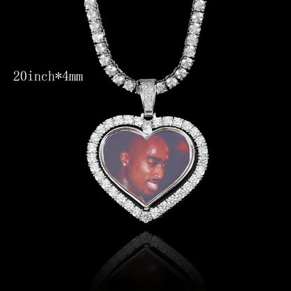 Rotating Double-sided Love Photo Pendant Necklace