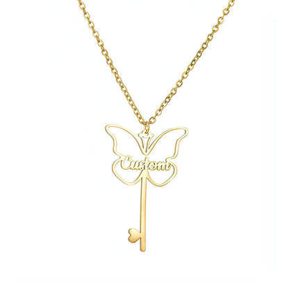 Popular Name Necklace Small Design Sense Love Butterfly Shape Key Pendant Necklace Gift