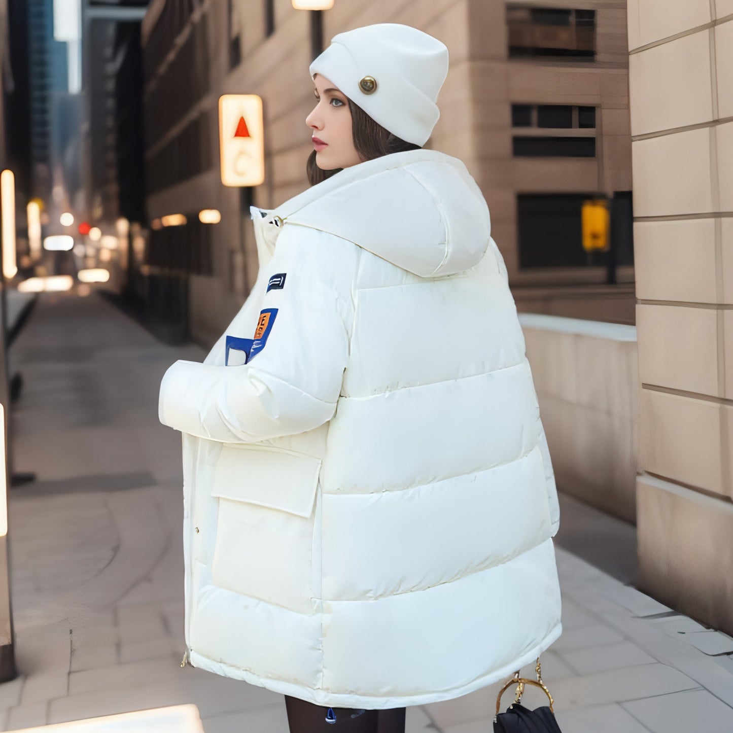 Chaqueta de plumón de algodón de doble cara para mujer