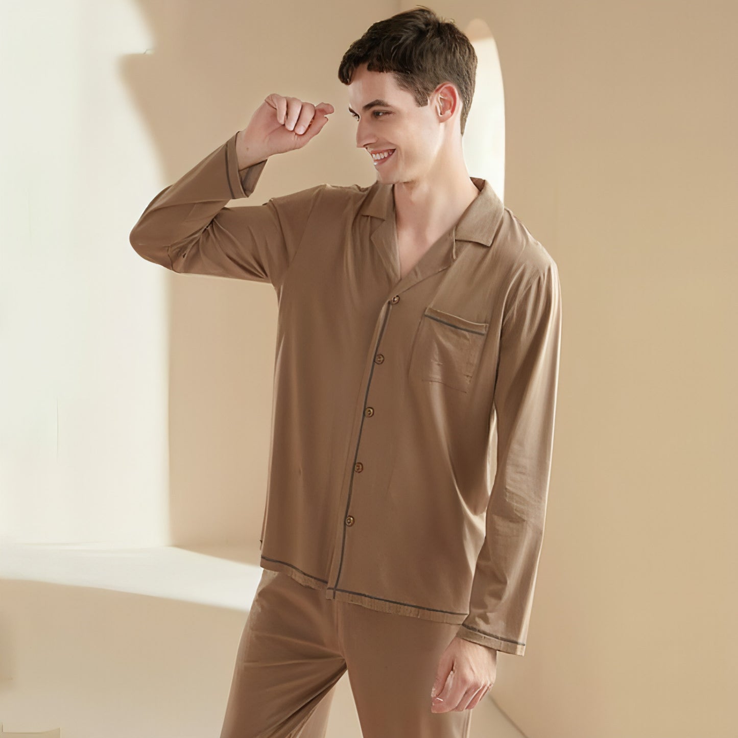 Pijama informal de manga larga para hombre