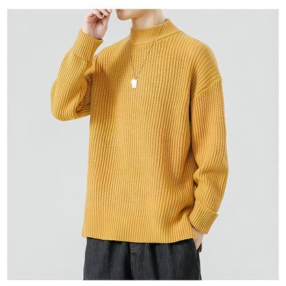 Half High Necked Sweater For Men's Casual Knitwear Outerwear