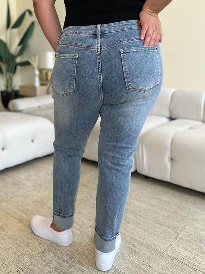 Judy Blue – Jeans in voller Größe mit hoher Taille und Bündchensaum