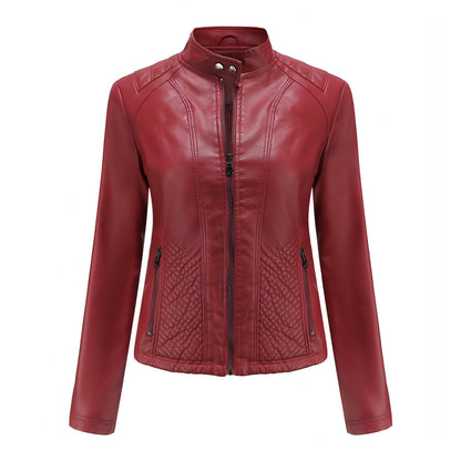 Simple European And American Trend Thin Coat Long Sleeve Motorcycle Jacket Women