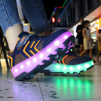 LED Light-emitting Rechargeable Roller Skates For Boys And Girls