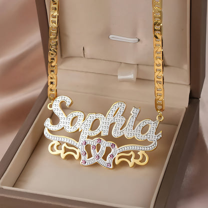 Hip Hop Trendy Two Tone Letter Necklace