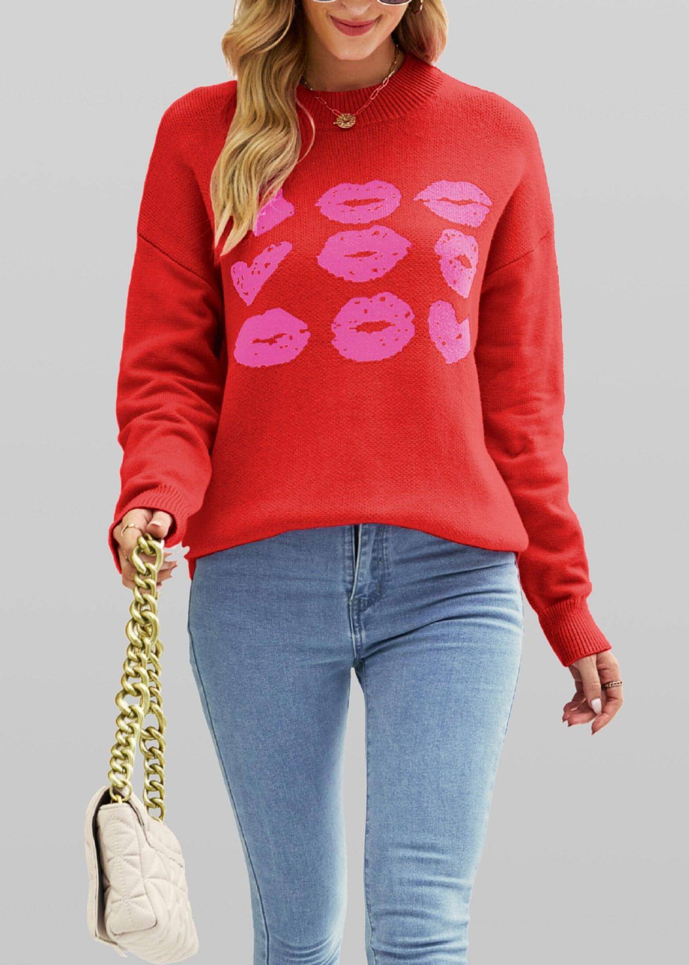 Women Love Lips Sweater