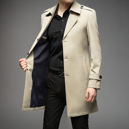 Mid-length Trench Coat Men's Casual Suit