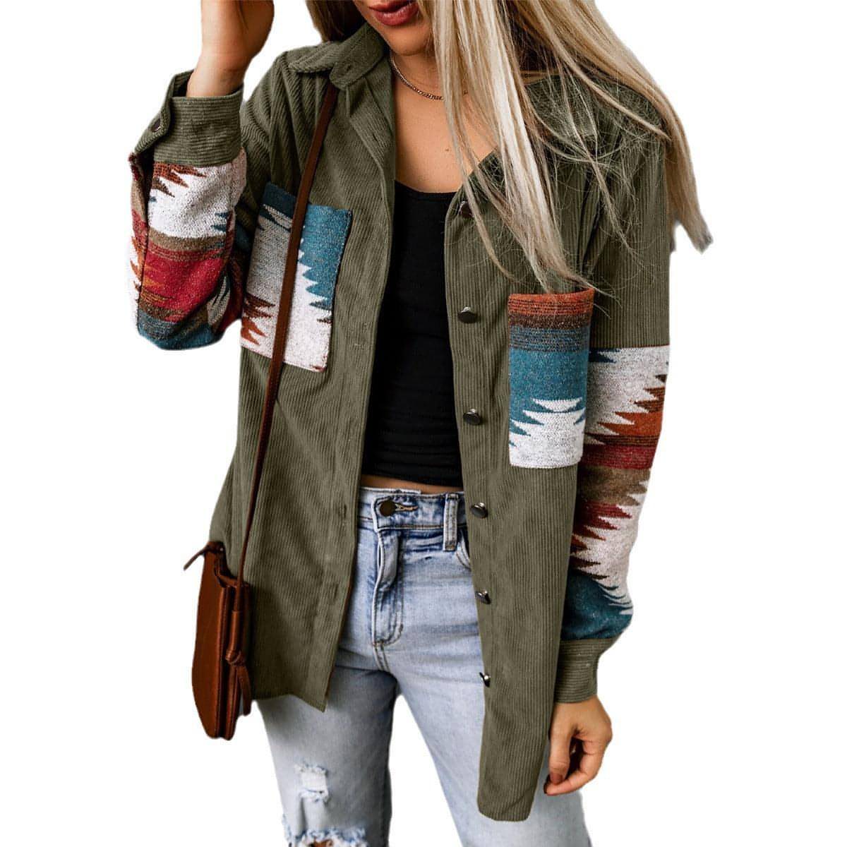 Women's Corduroy Casual Cardigan Coat Jacket