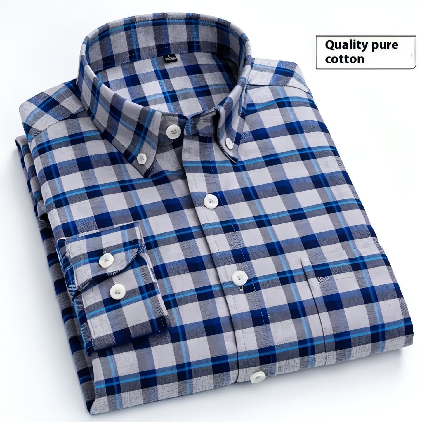 Camisa de vestir de manga larga a cuadros de algodón cepillado Camisa de algodón informal de negocios para hombre Otoño e invierno