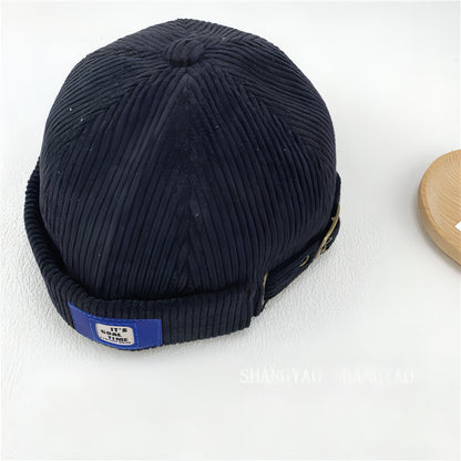 Sailor Corduroy Button Trendy Cap Hat