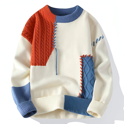 A.1 Sweater Men's Retro Color Contrast Patchwork