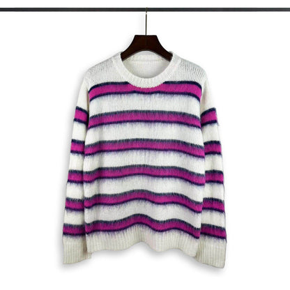 High Street American Style Trend Loose Striped Sweater Men