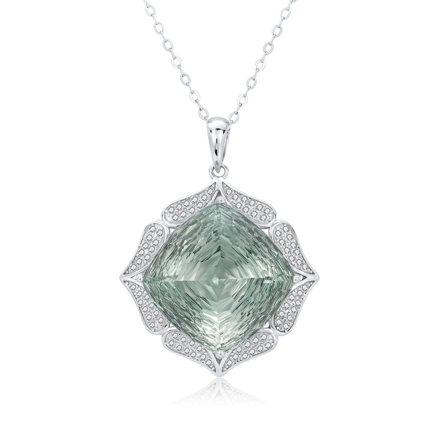 European And American Entry Lux Sweater S925 Silver Inlay Large Natural Green Crystal Pendant