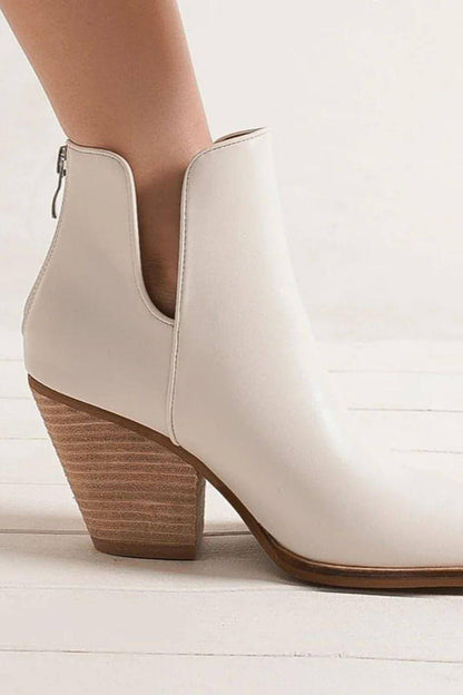 Beast Fashion Metal-Tip Block Block Heel Boots