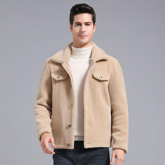 Chaqueta de lana de grano para hombre, nuevo estilo para otoño e invierno