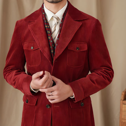 Retro Corduroy Slim-fit Safari Cotton Gentry Jacket