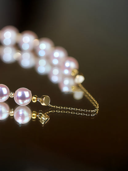 Blue Rose Laser 18K Gold Pearl Elegance Bracelet