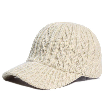 Gorra de béisbol de lana tejida, gorra con visera ligera de color sólido y cálida de estilo coreano