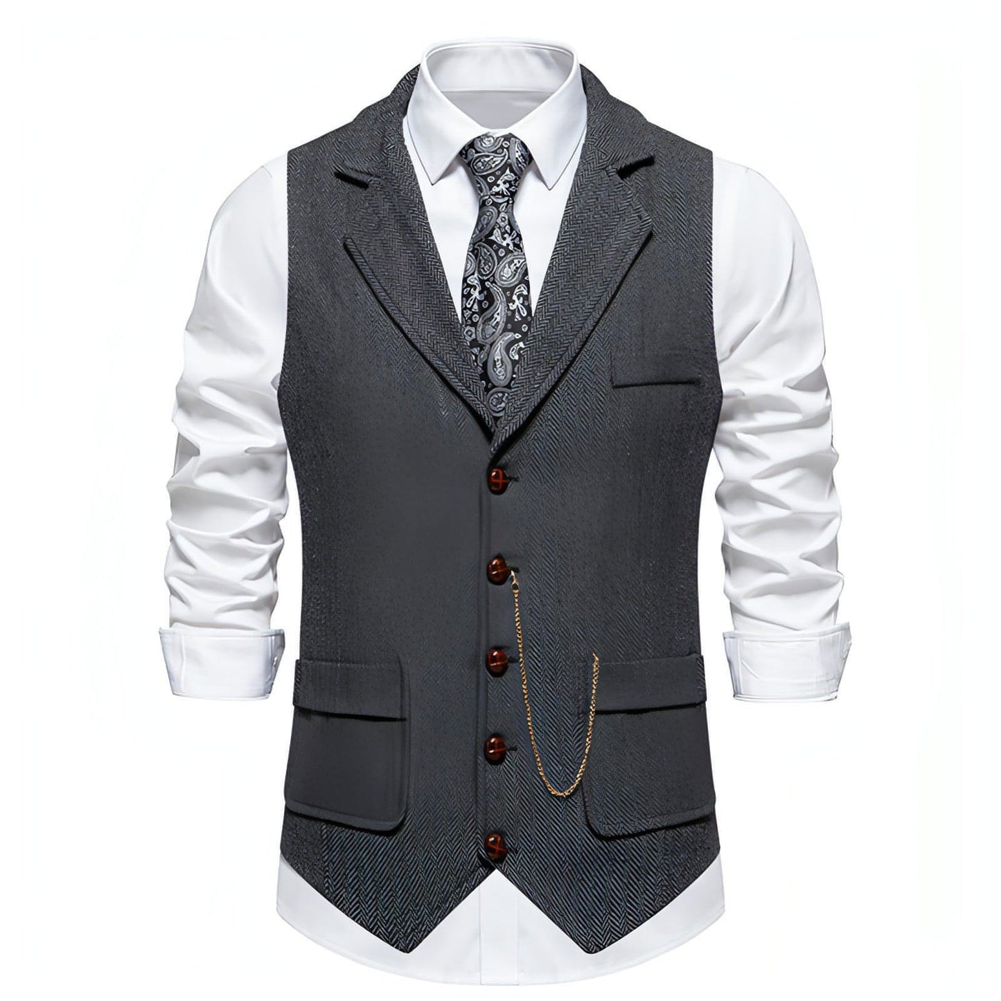 New Retro Herringbone Casual Vest Multi-pocket Tough Guy Vest