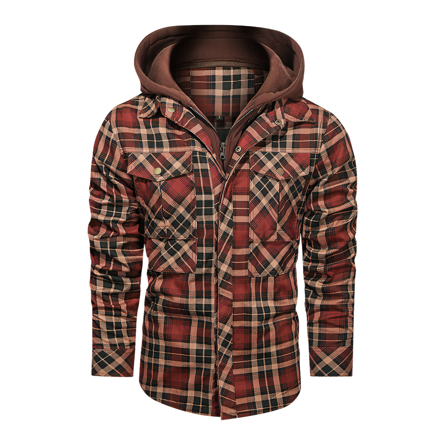 Men Long-sleeved Plaid Jacket