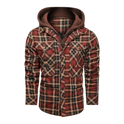 Men Long-sleeved Plaid Jacket