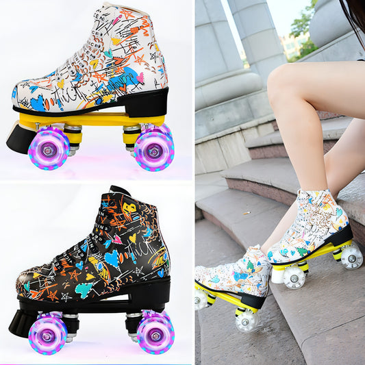 Double Row Skates New Flash Wheel Wear-resistant Four-wheel Roller Skates