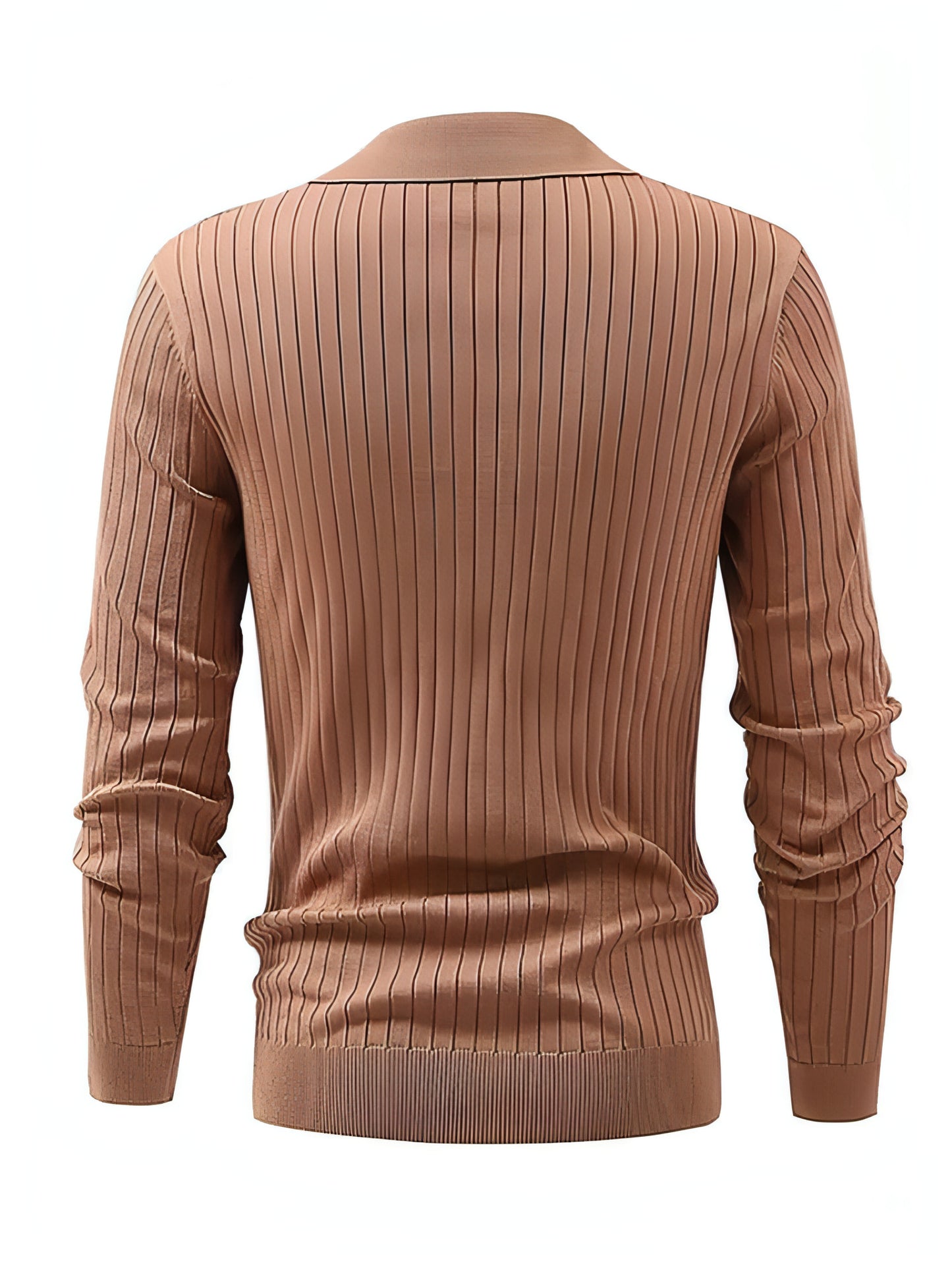 Lapel Texture Stretch Slim Knit Polo T-Shirt Men