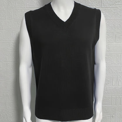 Knitwear Street Slim Fit V-neck Sleeveless Vest Sweater Men