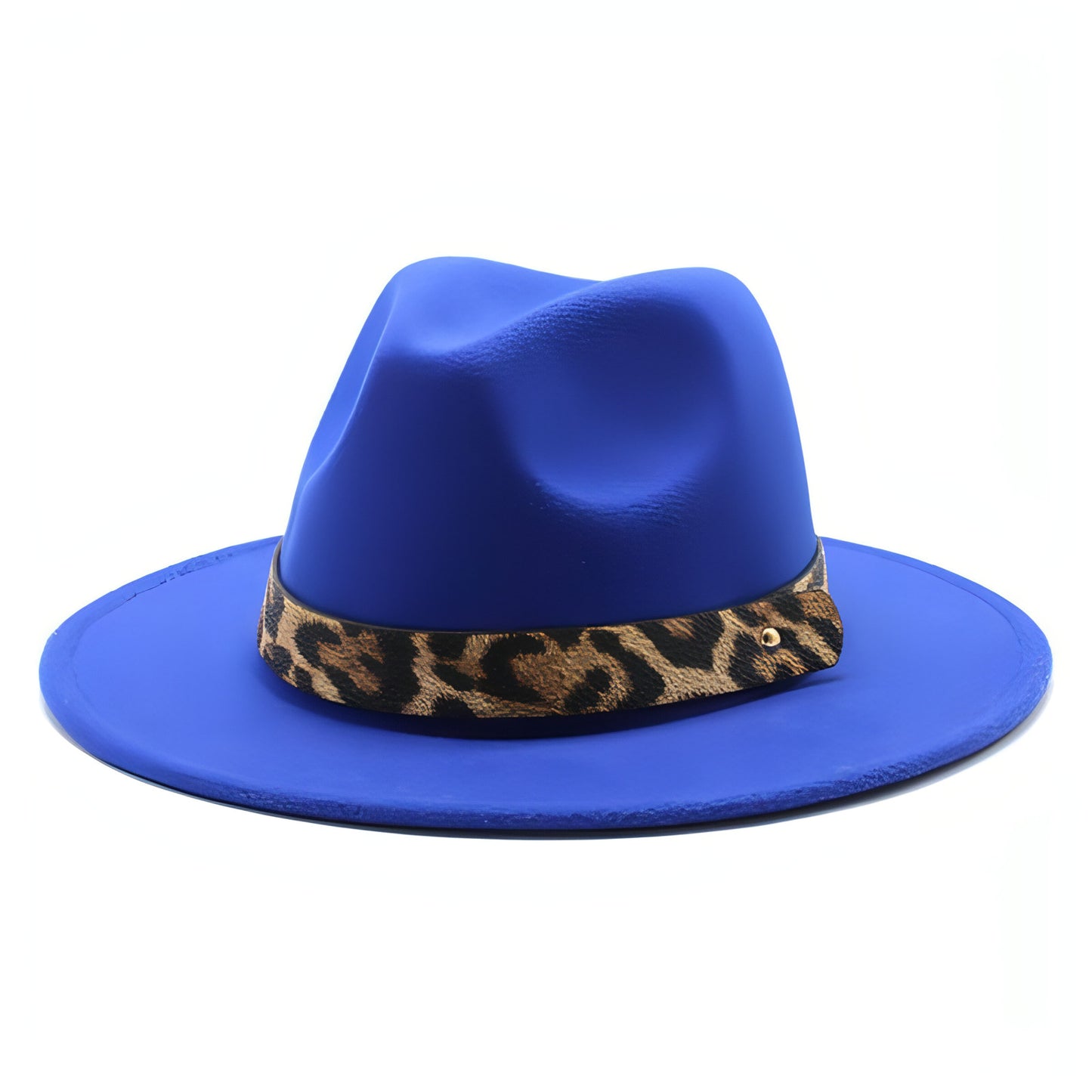 Men's Fashion Leopard Print Woolen Big Brim Top Hat