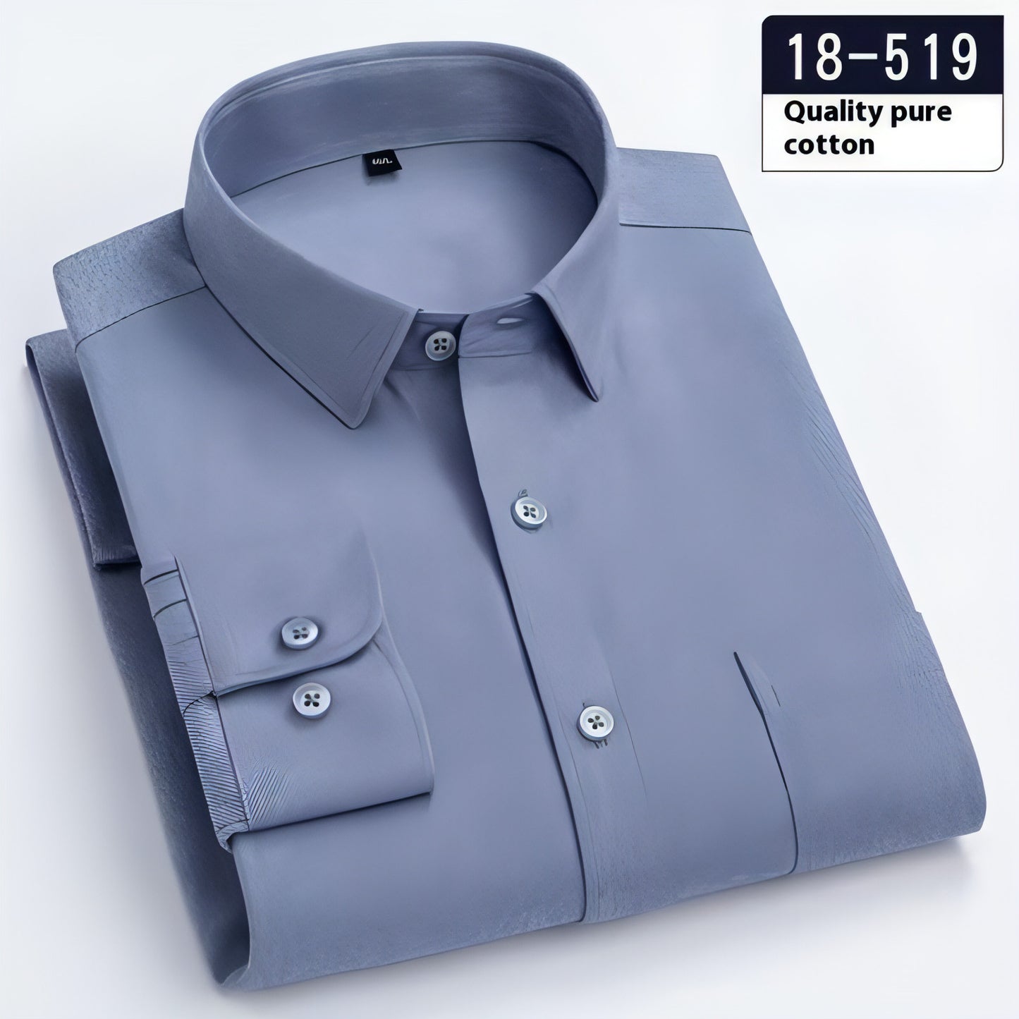 Men's Long Sleeve Solid Color Pocket Light Business DressShirt