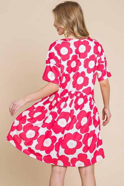 BOMBOM FLOWET PRINT RUched Dress