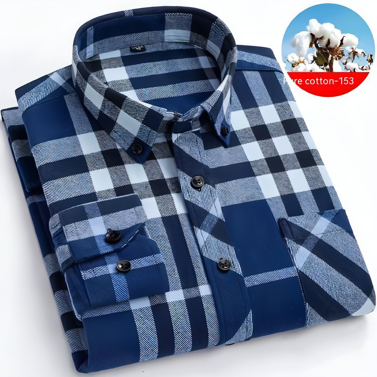 Camisa de vestir de cuadros escoceses de algodón cepillado para hombre