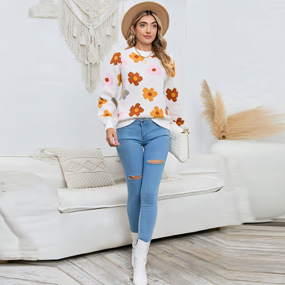 Knitted Thread Sweater Women's Flower