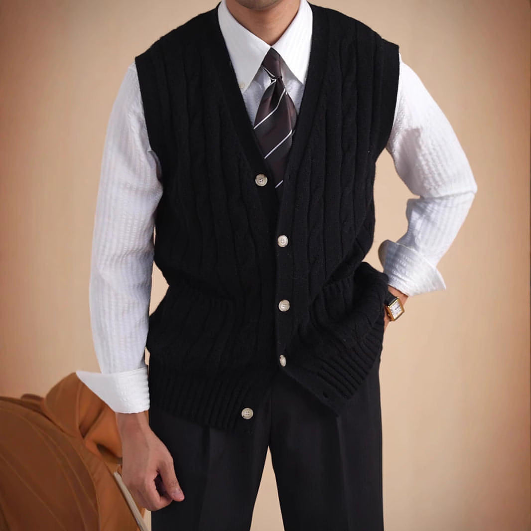 Aoyang Woolen Vest Sweater de outono e inverno masculinos