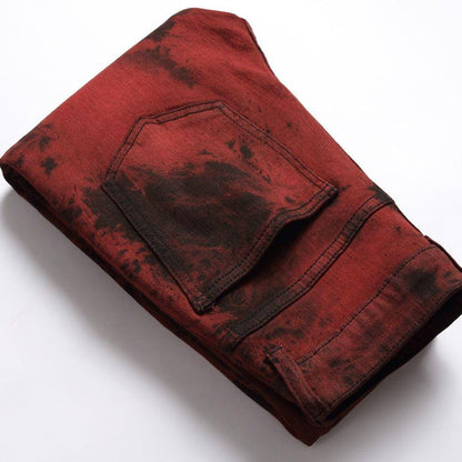 Stretch Tie Dyed Red Brick Men 's Jeans