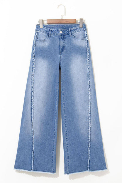 Beau Blue Vintage-Jeans mit offenem Saum und ausgestelltem Saum