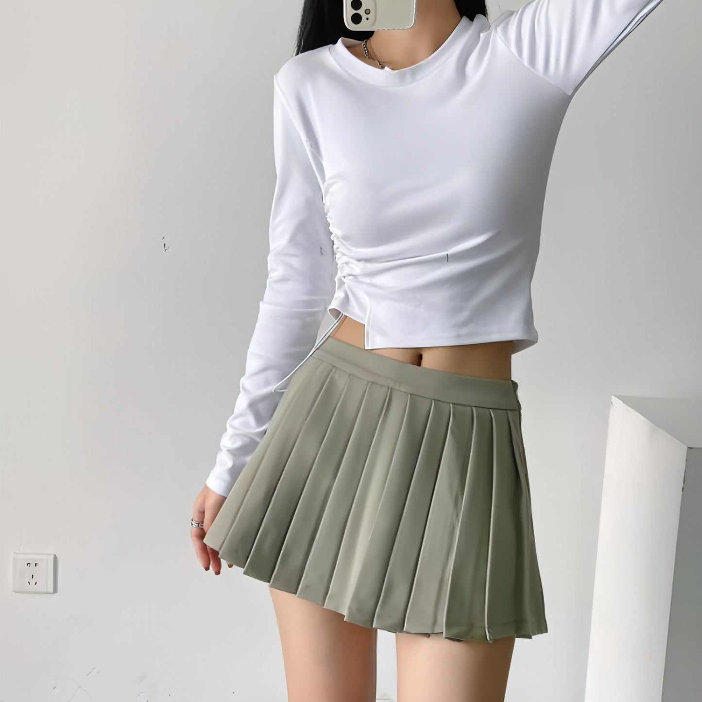 Ladies Fashion High Waist A-Line Skirt Fans