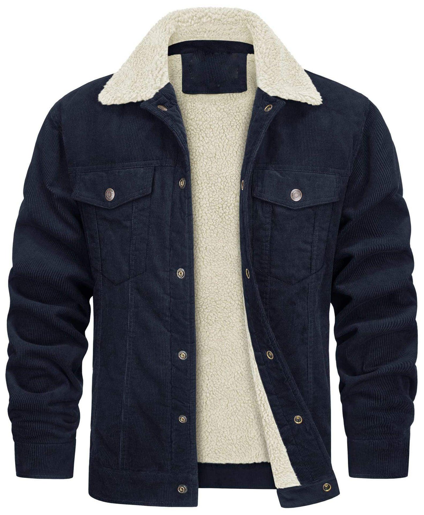 A1. Corduroy Lapel Long Sleeve Plush Jacket Men