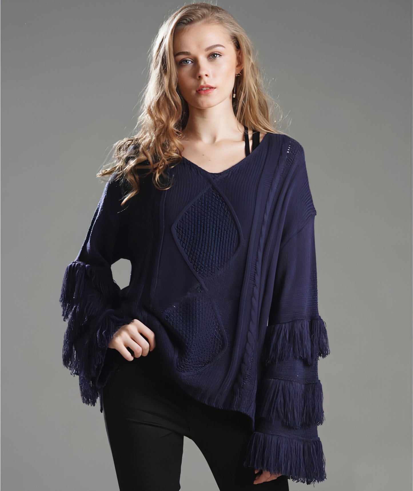 Pullover Sweater Loose Women Tassel Pure Color