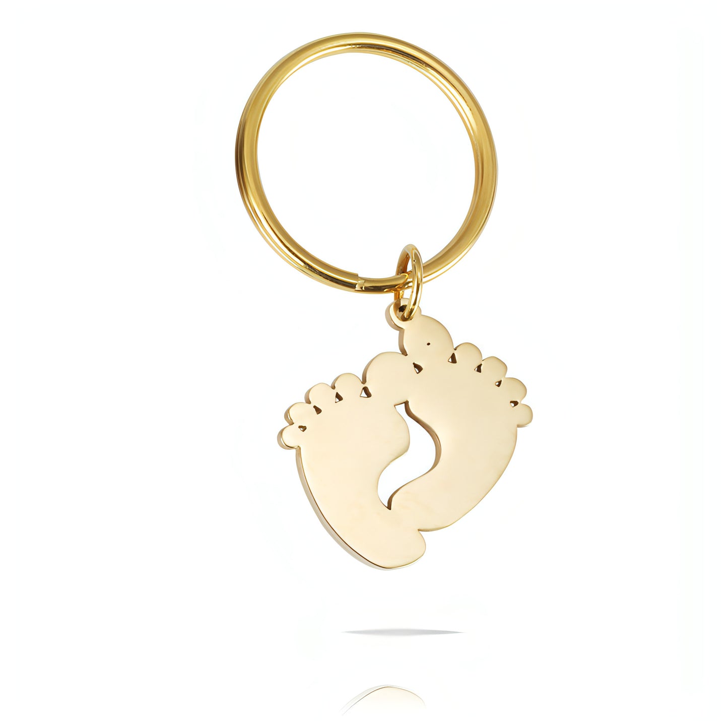 Two-Tone Stainless Steel Footprint Keychain – A Symbol of Love & Connection