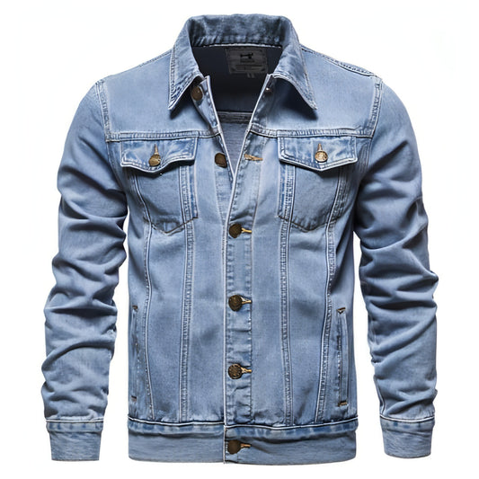 Chaqueta de hombre casual azul solapa jeans chaquetas calidad