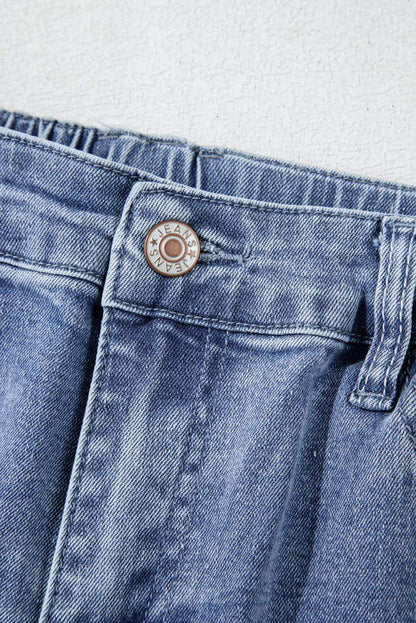 Dämmerung blau vereiteltes Stern Patchwork gerade Bein lose Jeans