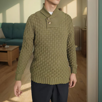 Chic Buttoned Slim Turtleneck Sweater for Men