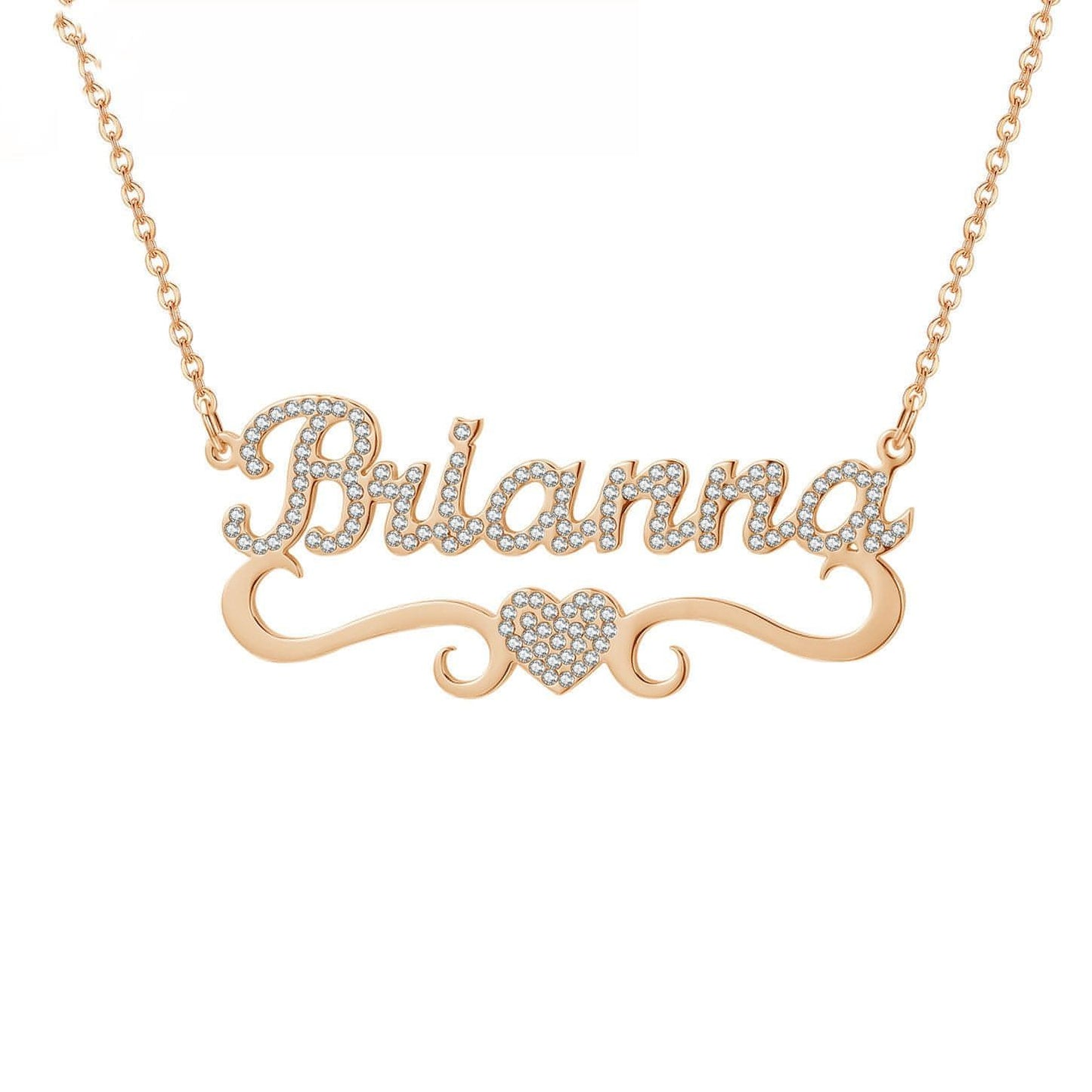 Personalized Heart Iced Out Name Necklace – Butterfly Pendant