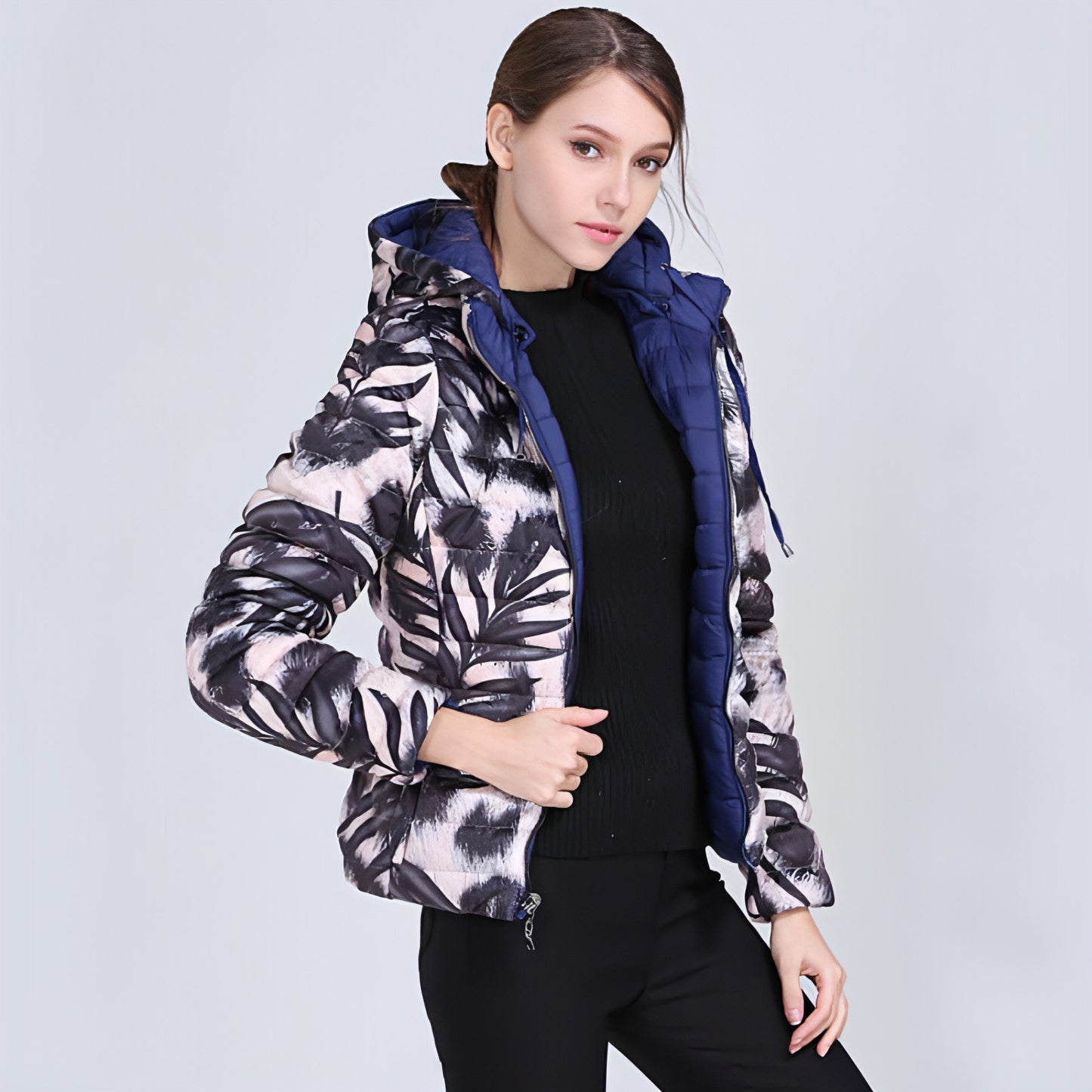 Camouflage Solid Color Double-Sided Cotton Jacket Women