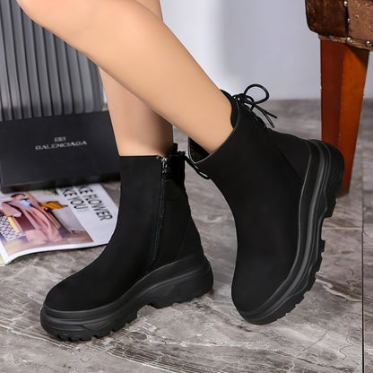 Platform rear lace-up boots