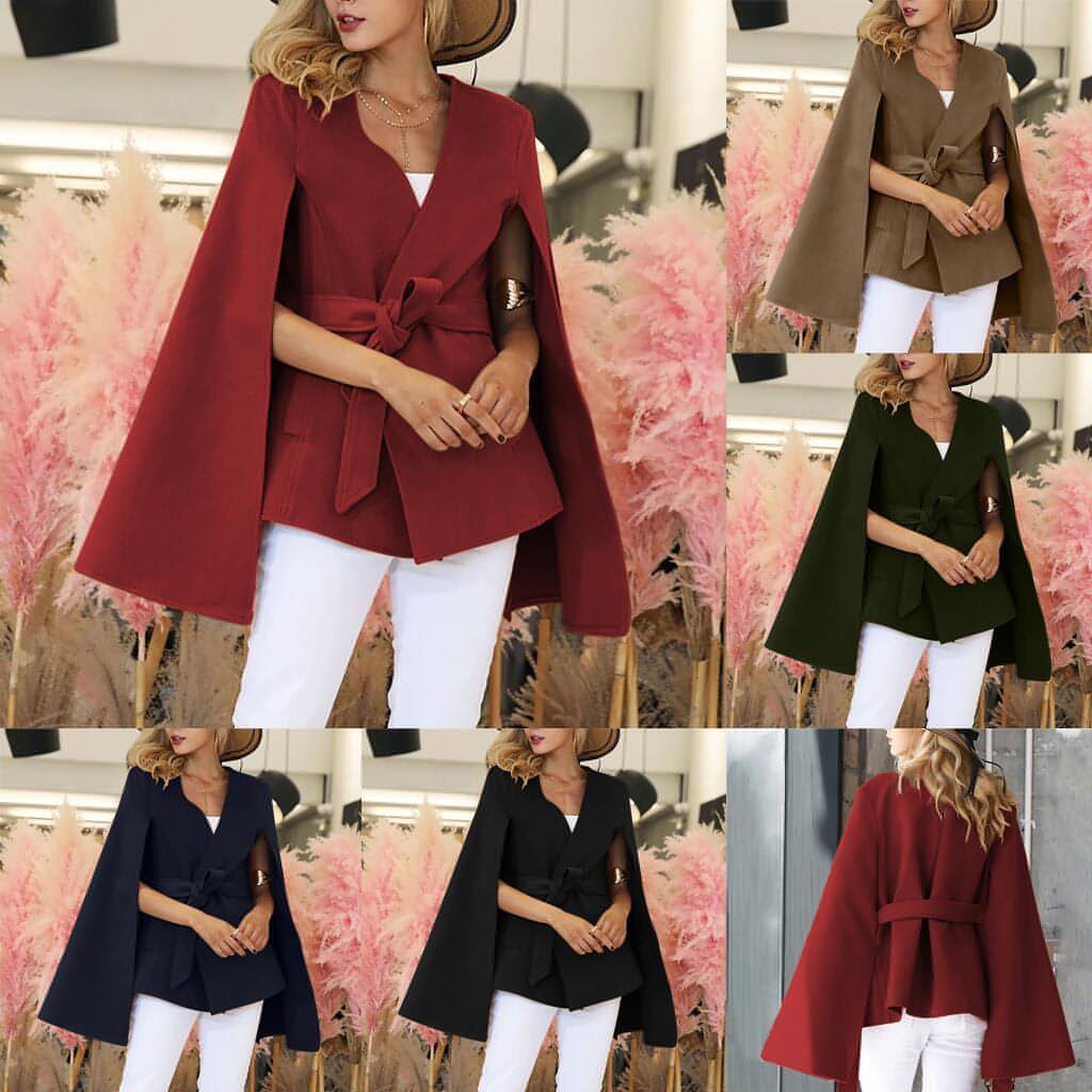 Women's Pure Color Slim Fit Woolen Coat Jacket