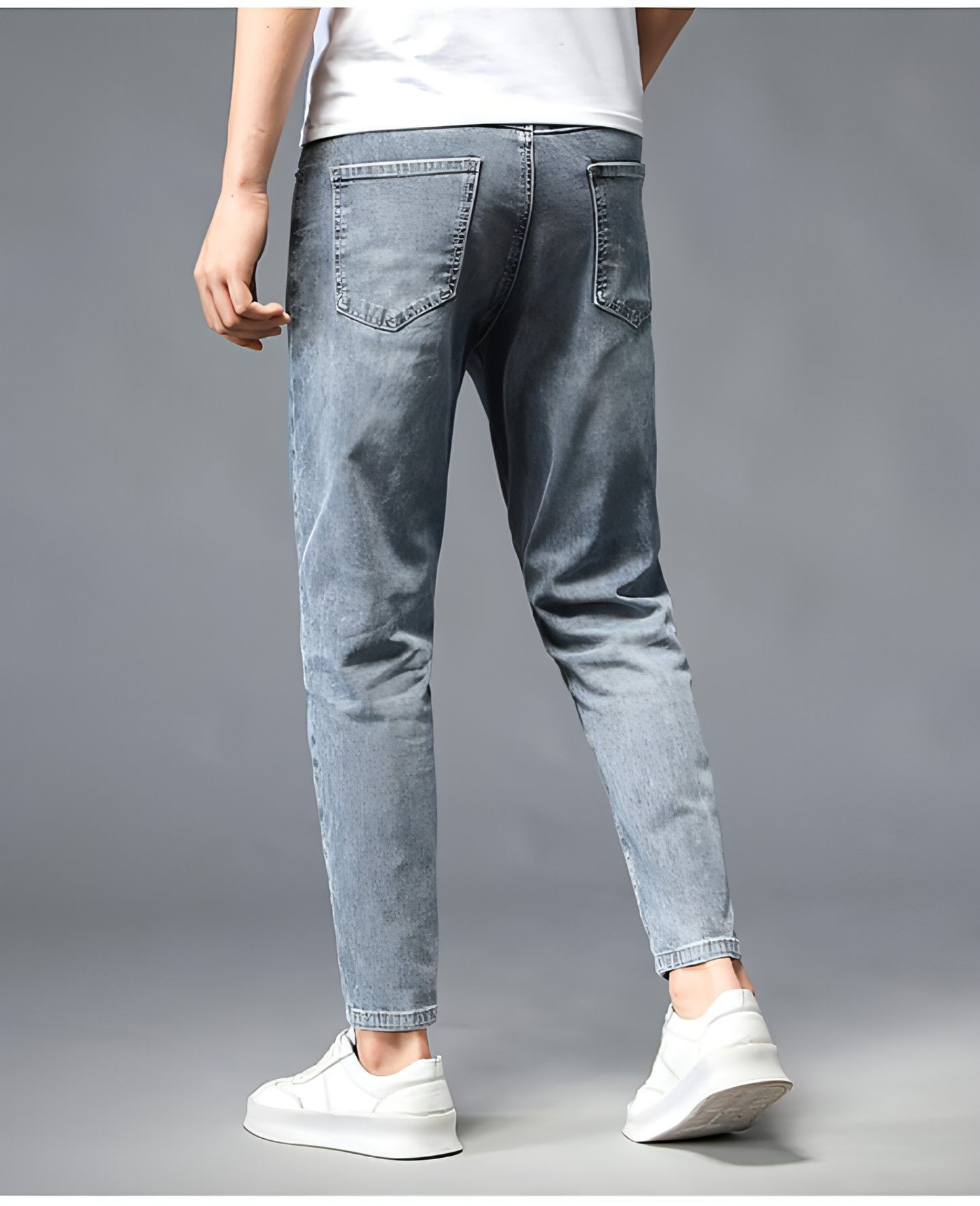 Nine-Point Washed Small Feet Jeans Straight-Leg Pants Men